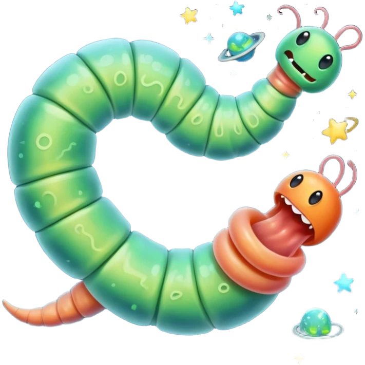 Worms eating starts in space emoji