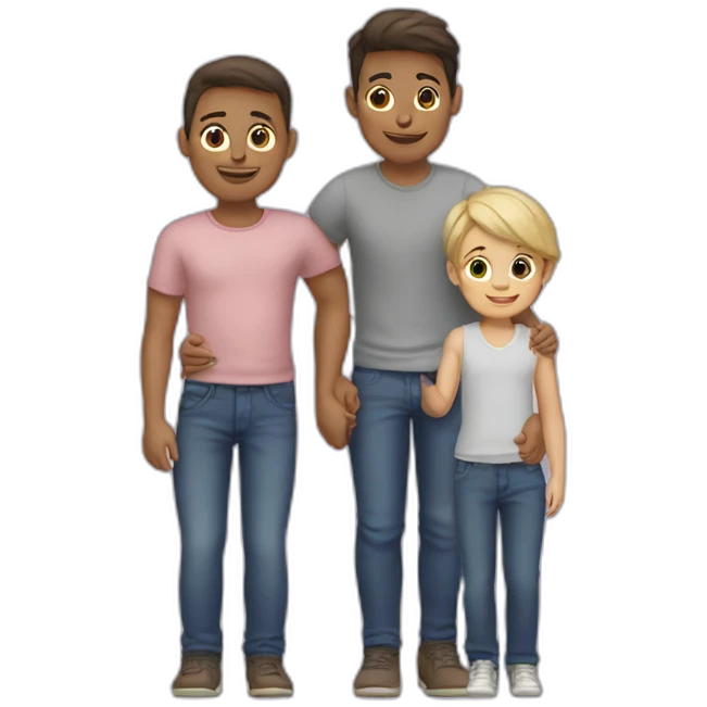 Gay couple with two kids Eiffel Tower  emoji
