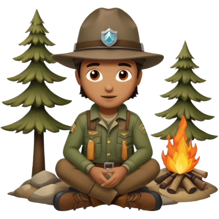 mountain ranger at campfire emoji