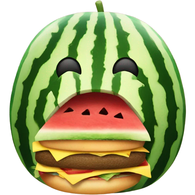 Watermelon eating a burger emoji