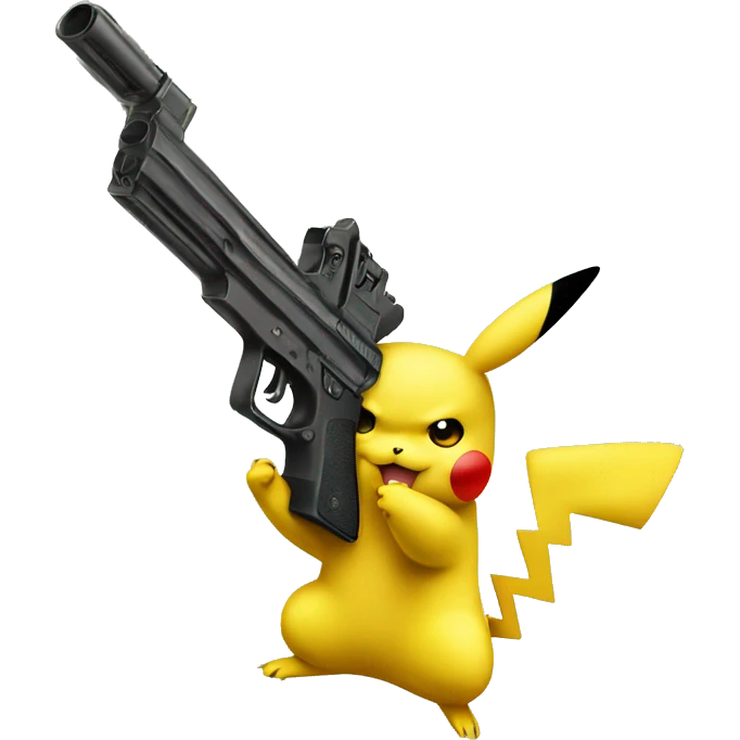 Pikachu with dollar gun toy emoji