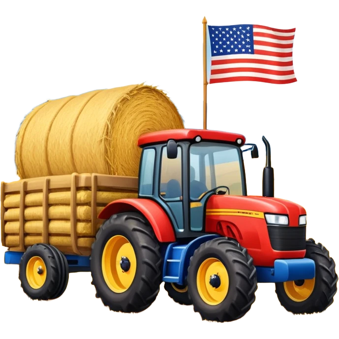 Fall hay bale trailer rides with USA flag on tractor emoji