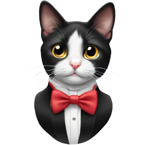 Tuxedo cat wearing a bow tie emoji