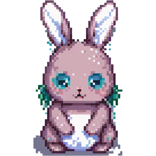 crying baby rabbit, pixel art style emoji