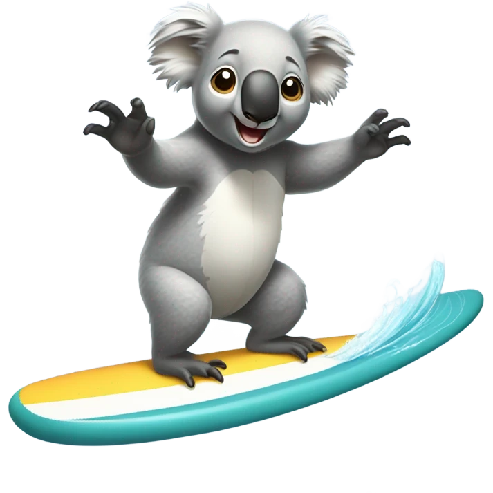 Koala surfing emoji