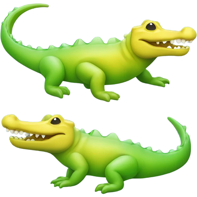 a yellow-fading-into-green gummy alligator emoji