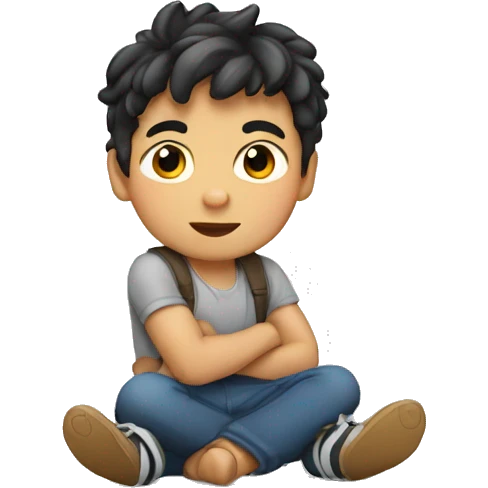 niño moreno con tupe emoji