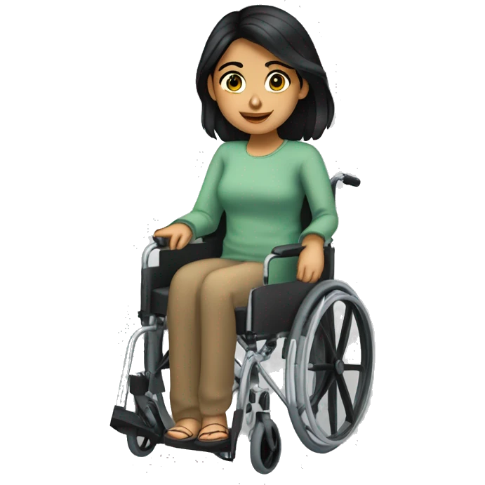 Anita is a 21-year-old undergraduate student with cerebral palsy. She uses a wheelchair to move from place to place.  she is a south Asian girl with black hair  emoji