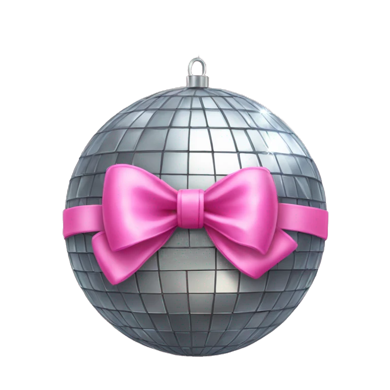 Disco ball with pink bow  emoji