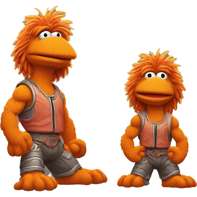 Detailed image of  fraggle rocks hot muscle trainer sunset colored emoji
