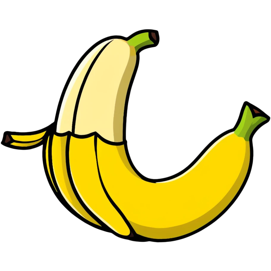 cute banana partially peeled with face emoji