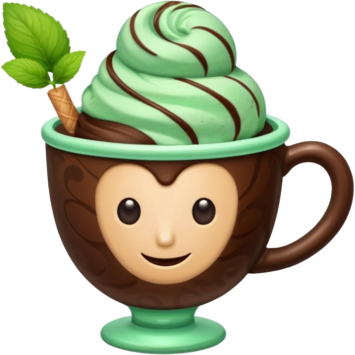 cup mint and chocolate ice cream emoji