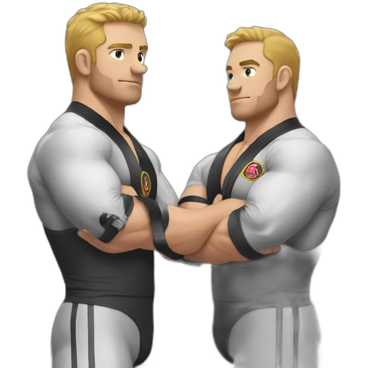 two wrestlers in a Collar-Elbow tie up emoji