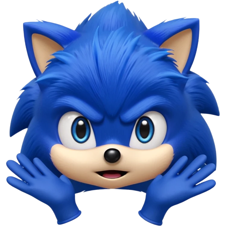Sonic the Hedgehog with a surprised expression, vibrant cartoon style emoji