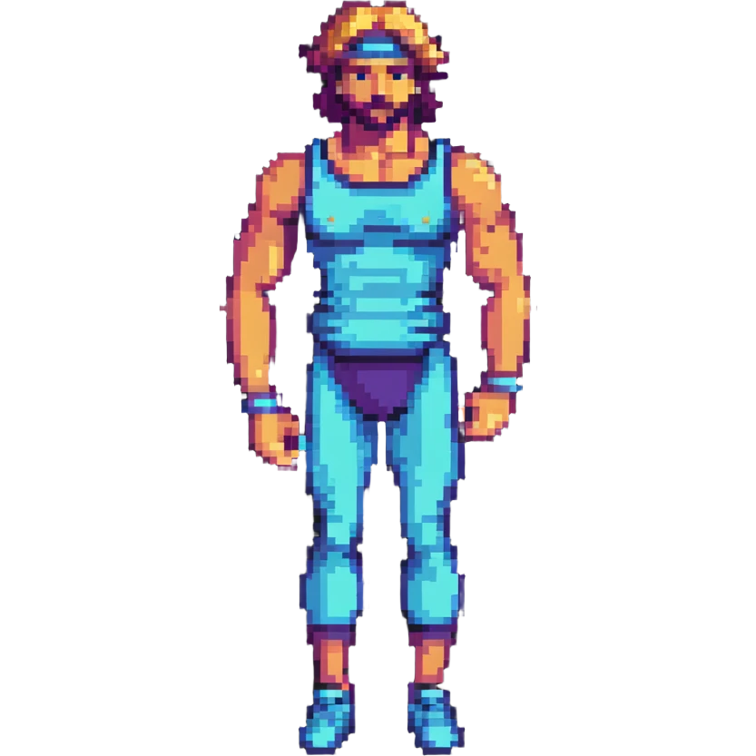 Odysseus in an 80s workout suit emoji