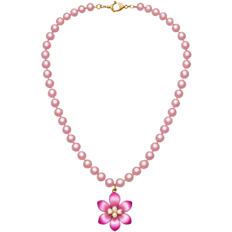 bright pink pearl necklace with mini flower in middle emoji