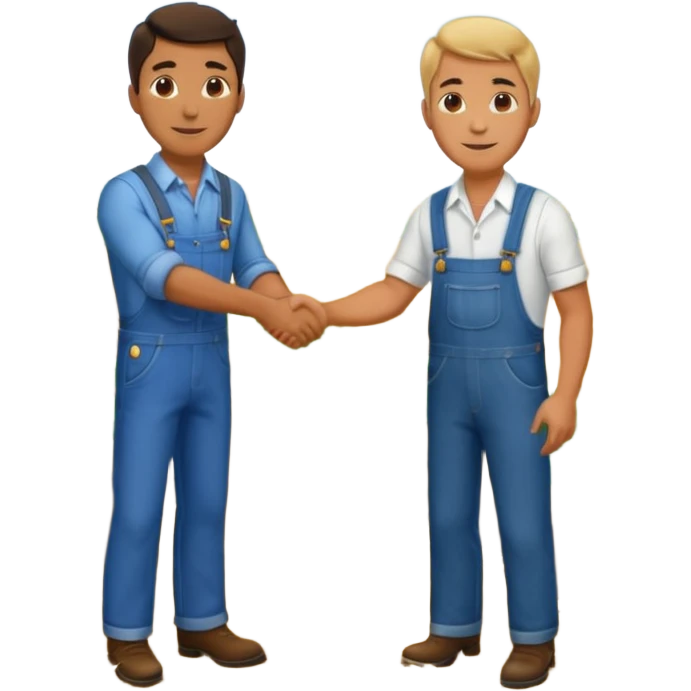 Man in a suit shaking hands with a farmer emoji