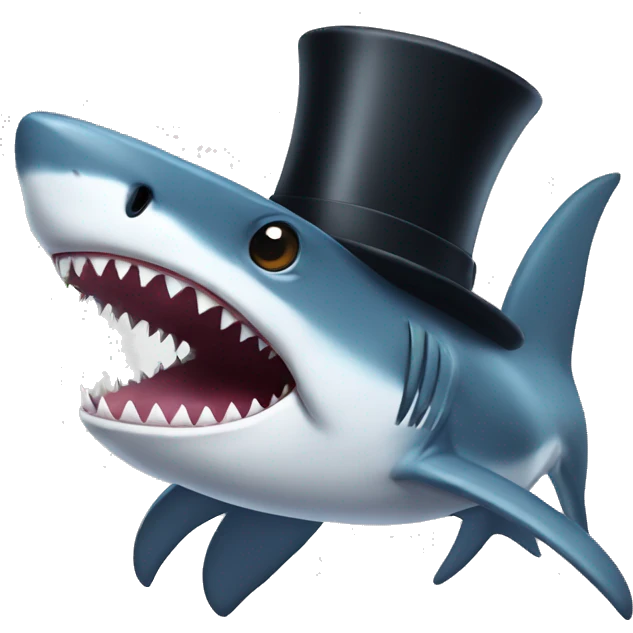 Shark with a top hat emoji