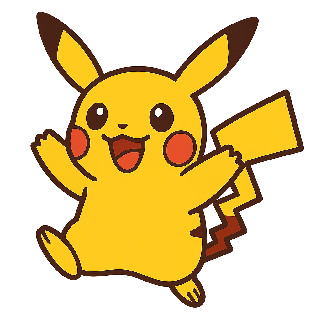 pikachu, playful, cartoon style, bright colors emoji