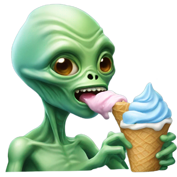 Alien eating ice cream emoji