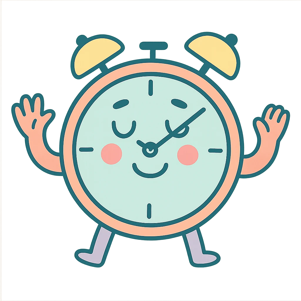whimsical clock with gentle pastel colors, representing tame time emoji