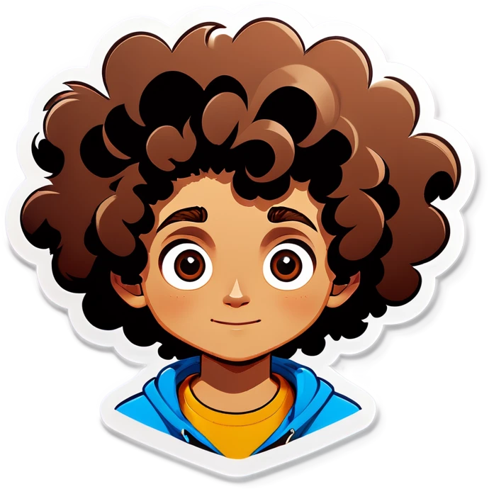 Curly hair brown boy emoji