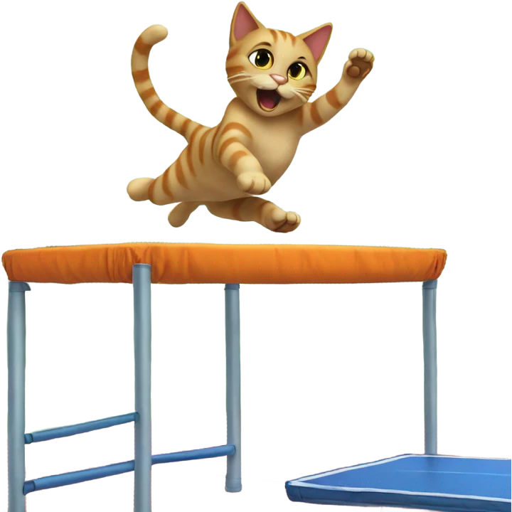 cat jumping on trampoline emoji