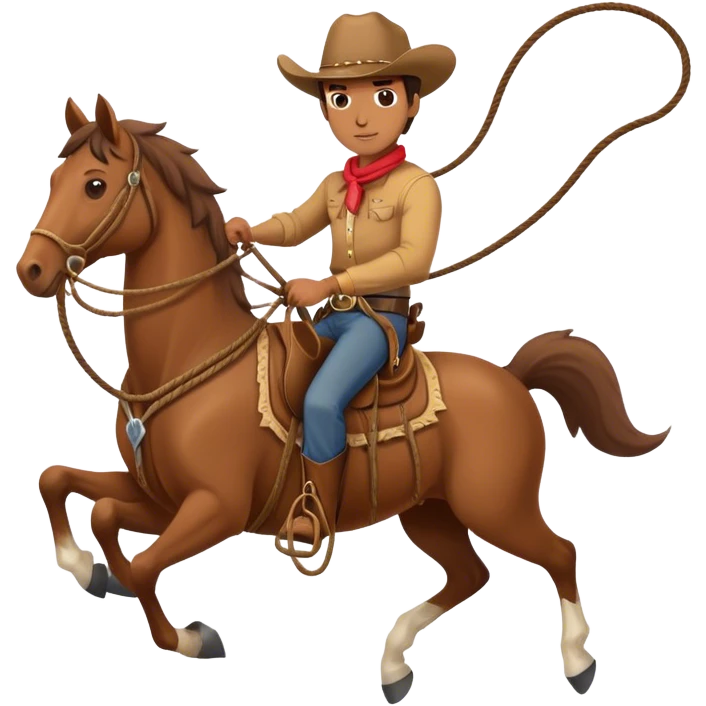 cowbow riding a horse with his lasso, wrangler emoji