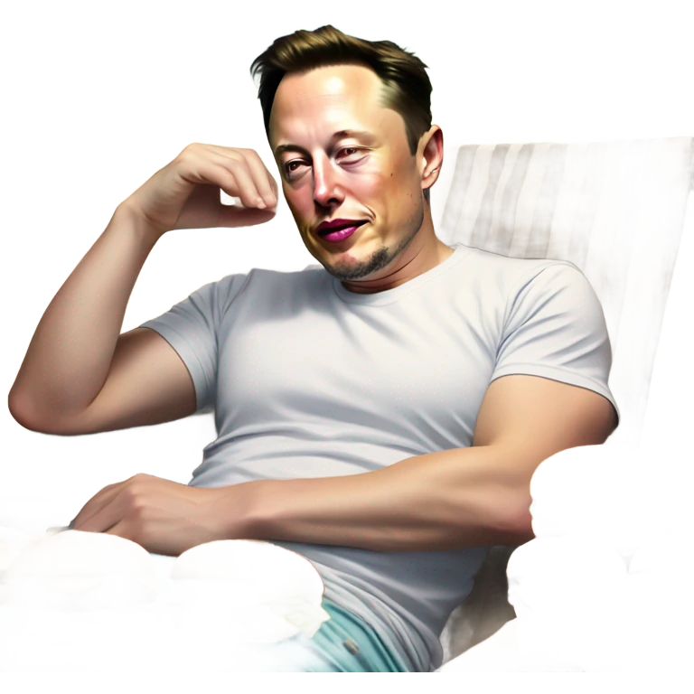 Photorealistic Elon Musk at the beach lounging by the pool suntanning with 40 half eaten hamburgers emoji
