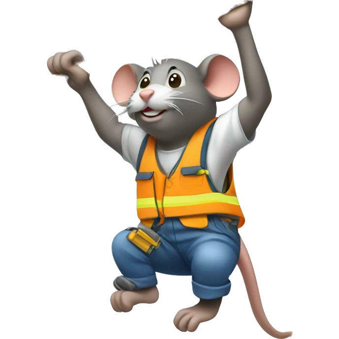 Rat Construction worker pulling rope down from above emoji