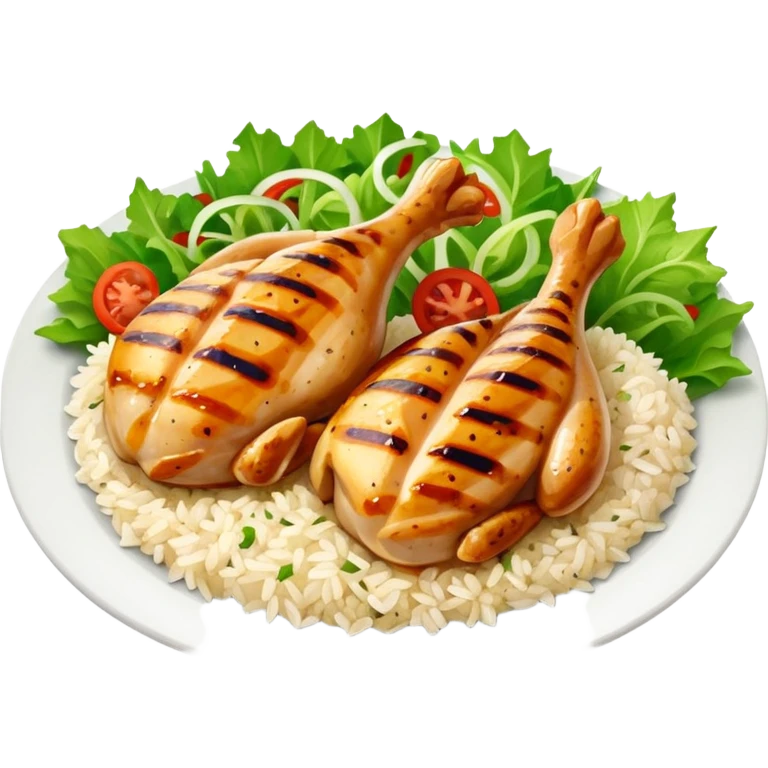Grilled chicken and rice with salad emoji