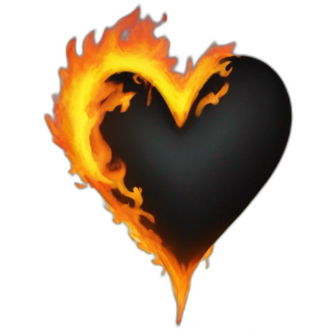 Black heart on fire with signature „H33“ emoji