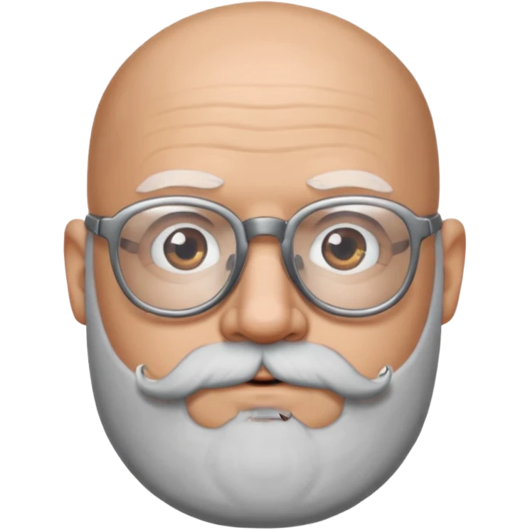 Bald man with salt and pepper beard and glasses emoji