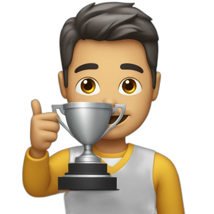 television game show host holding a trophy emoji