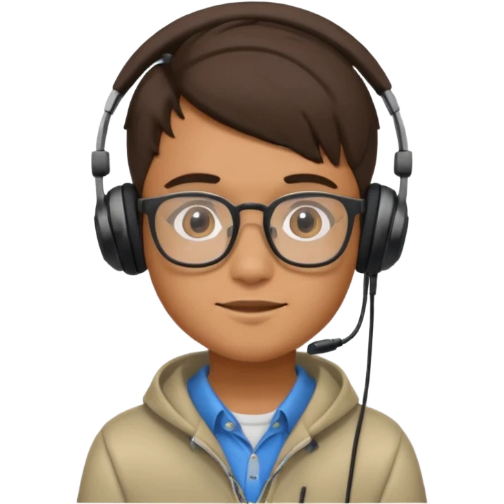 GenZ boy with headphones on and look like editor emoji