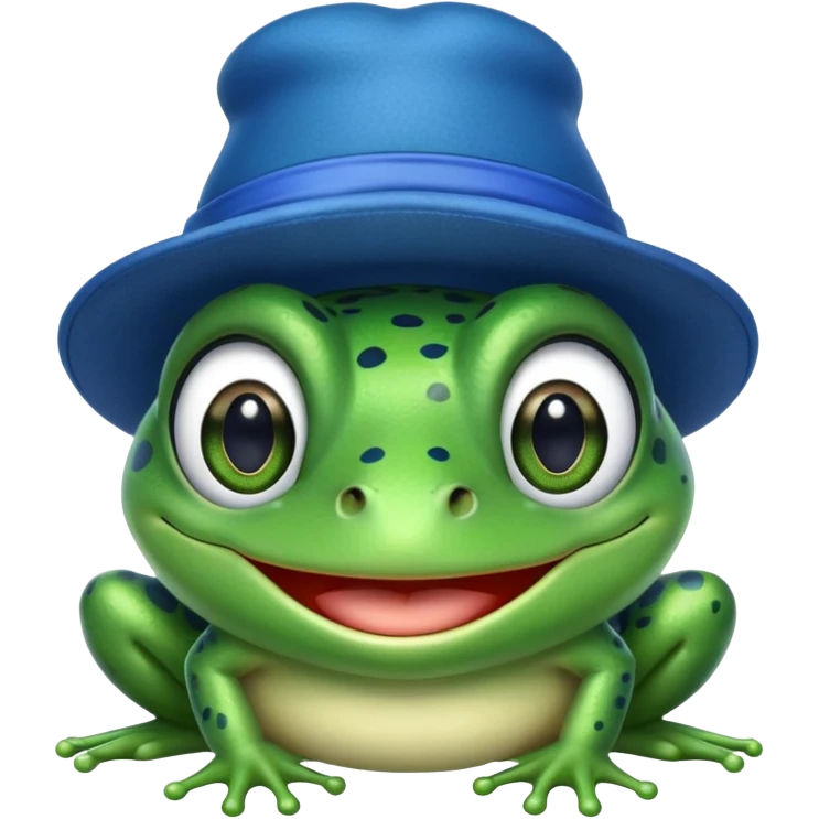 frog wearing a double blue hat emoji