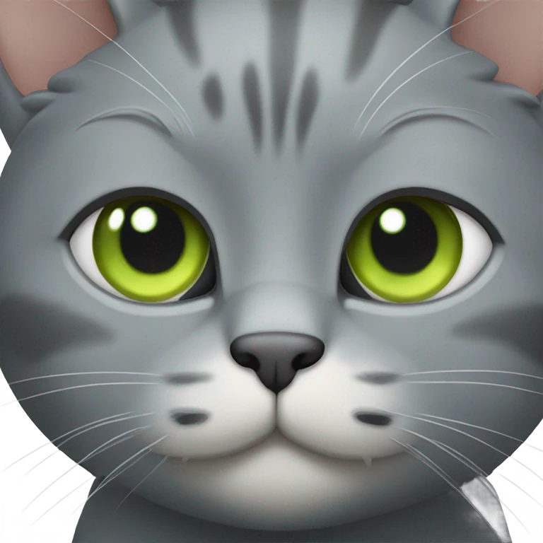 solid gray cat with light green eyes emoji