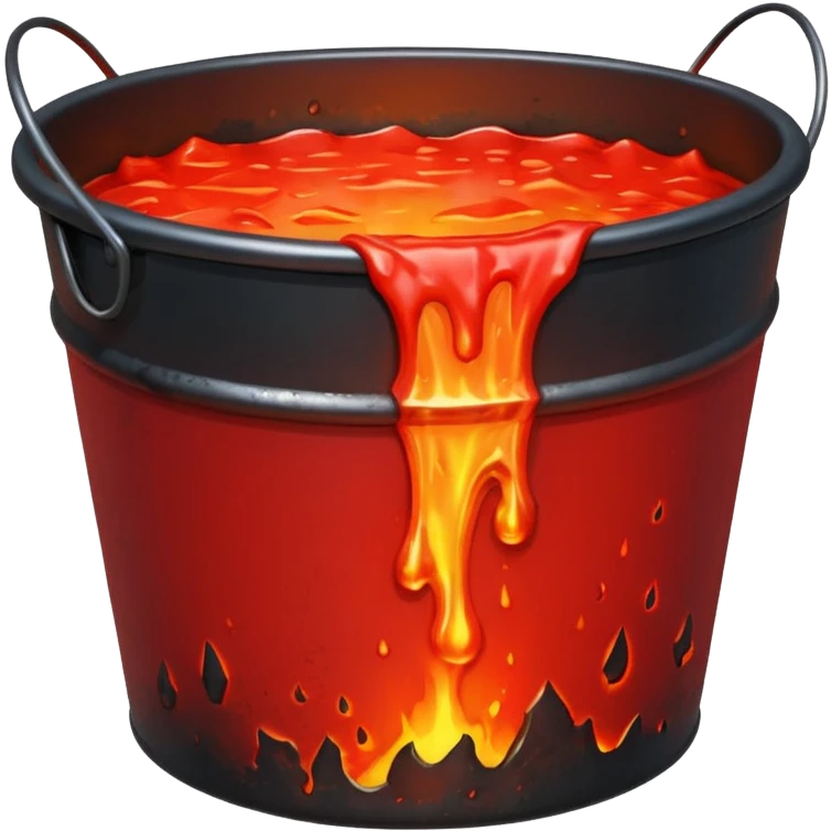 metal bucket with lava spilling over the sides emoji