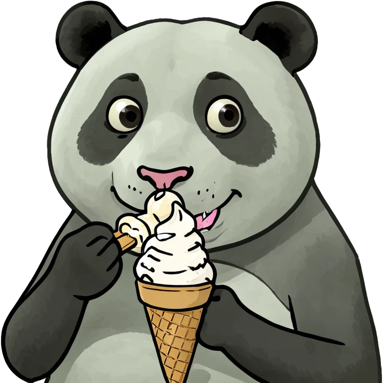Panda eating ice cream emoji