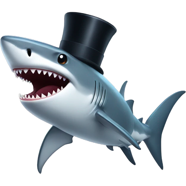 Shark with a top hat emoji