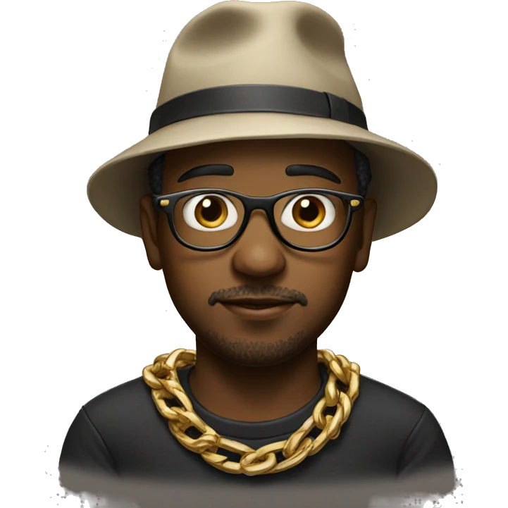 guy with glasses and hat on backwards with gold chain emoji
