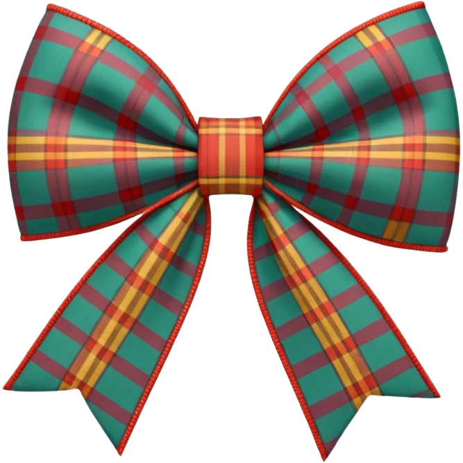 Cottagecore style ultra realistic detailed vintage material, 3D bow in a plaid type pattern, isolated, 3d rendering, emoji