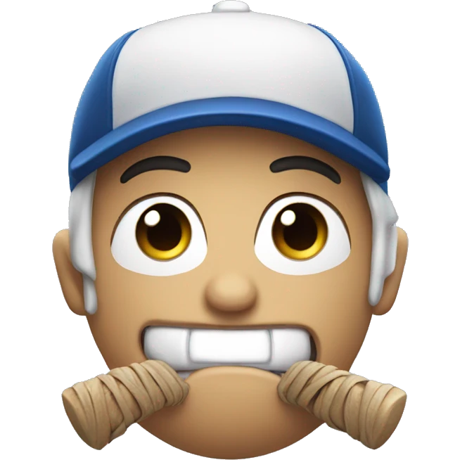 Baseball with cute face emoji