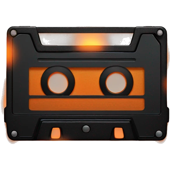 black and orange casette tape glowing emoji