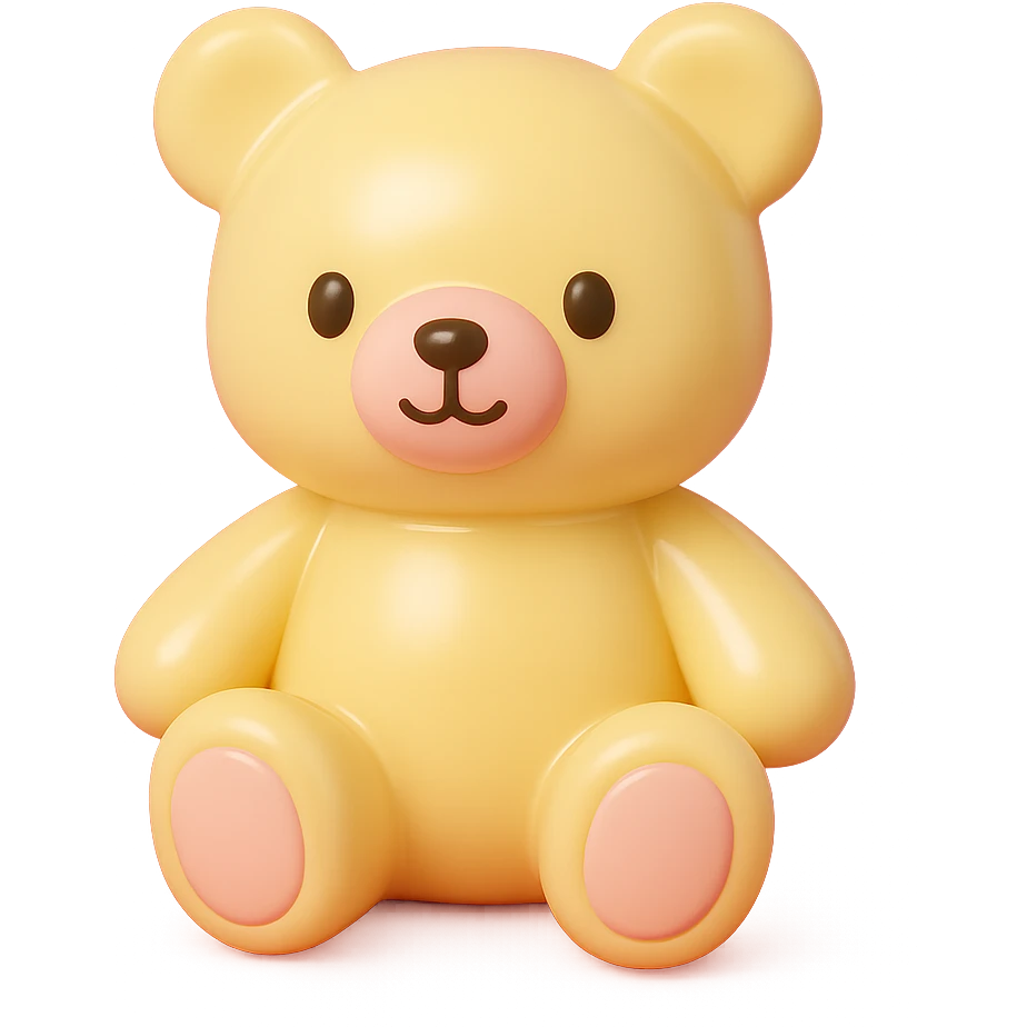 teddy bear, vinyl figure style, smooth and glossy emoji
