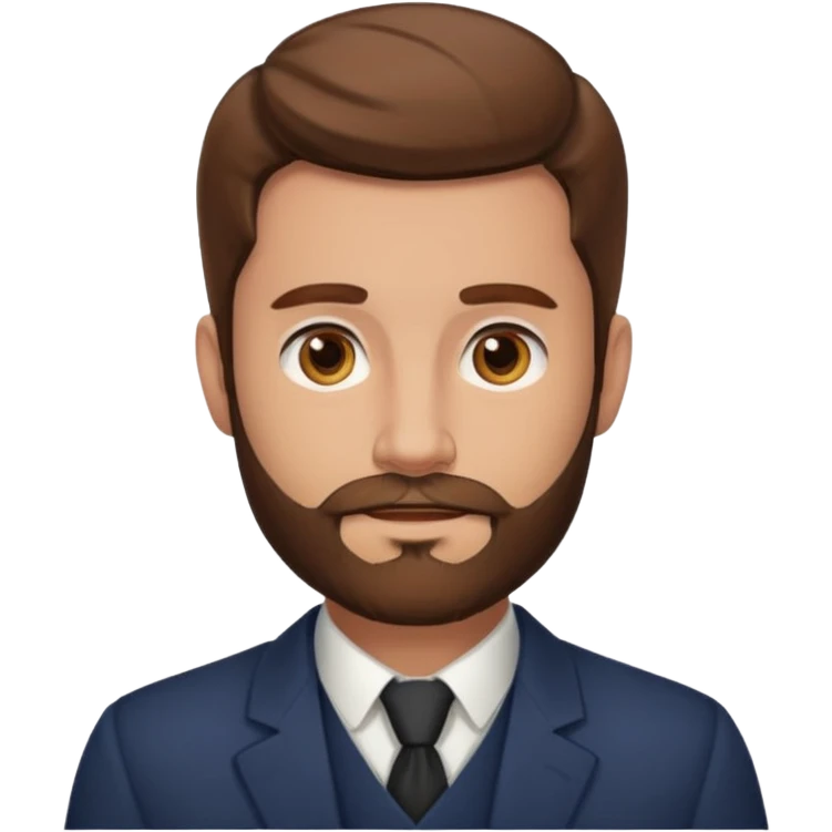 emoji of a 30-year-old man, mature appearance, gentleman features, brown hair, beard, friendly expression emoji