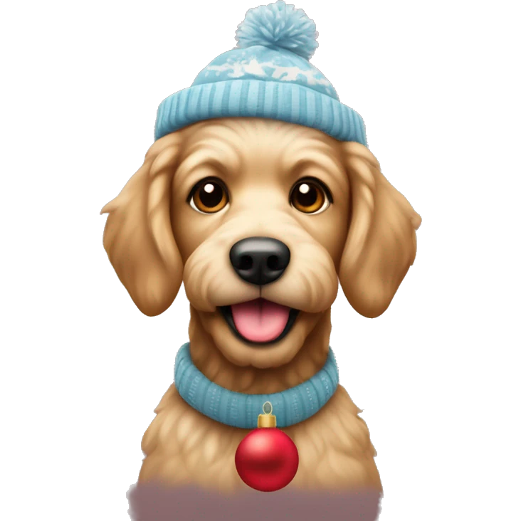un caniche con gorro de navidad  emoji