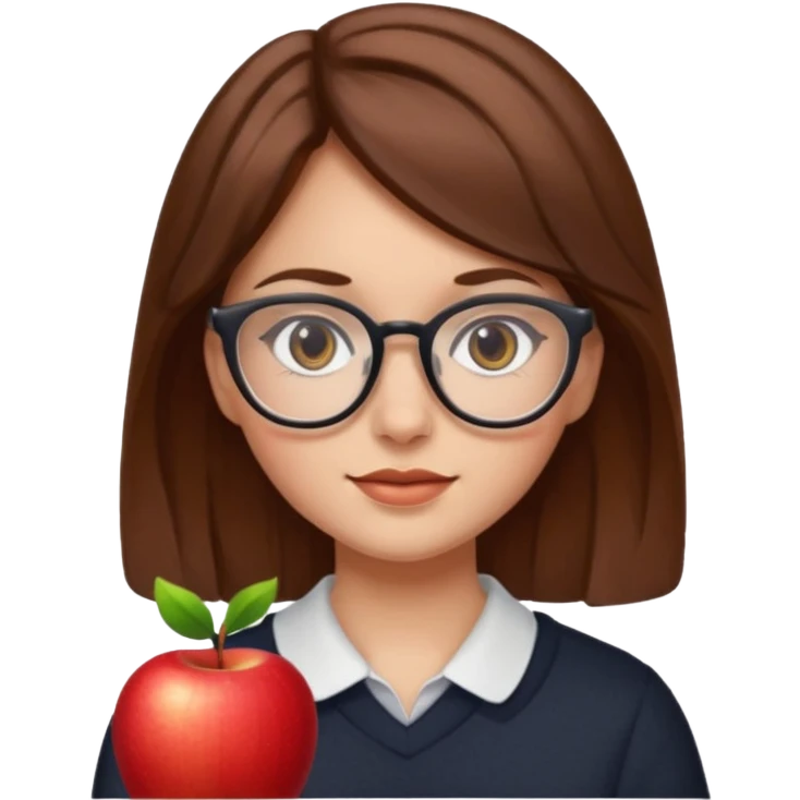 emoji of a girl with glasses and brown hair, Apple style emoji