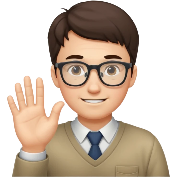 NERD WITH GLASSES USING ONE HAND PUSH emoji