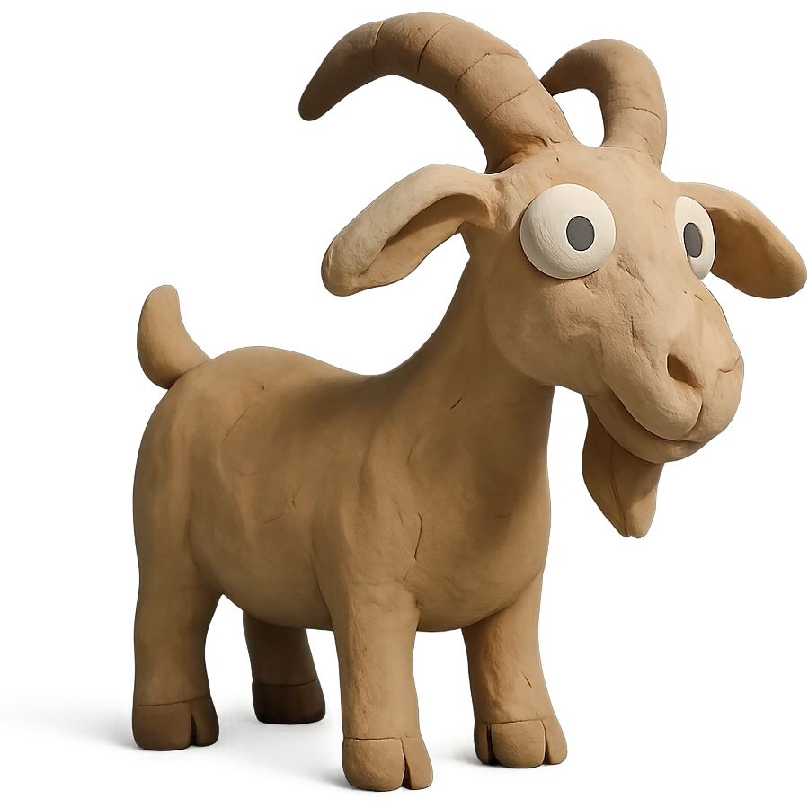 claymation style goat emoji